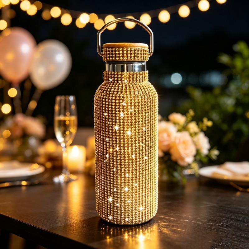Lila Glitzer-Strass Wasserflas – Bamboo Cutlery Travel Bewertung und Preis